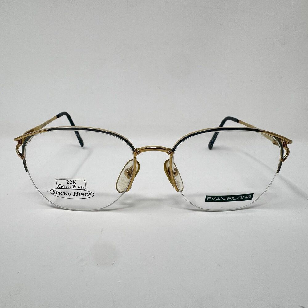 Vintage Evan-Picone E527 Gold 22K Gold Plate Eyeglass Frames New 52-18-135